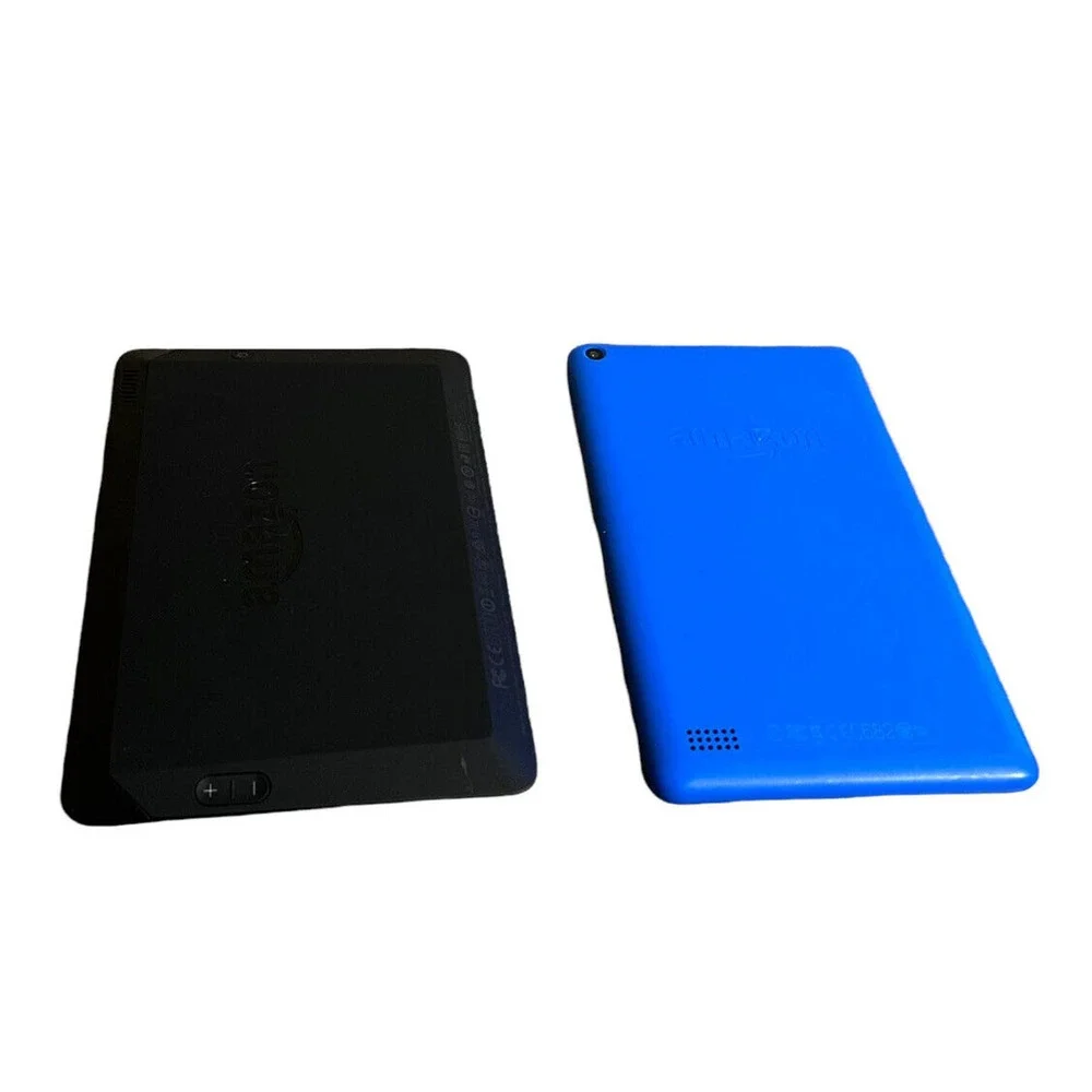 (2) Amazon Fire 7 (SV98LN) Blue & C9R6QM Amazon Fire Broken Screens EUC